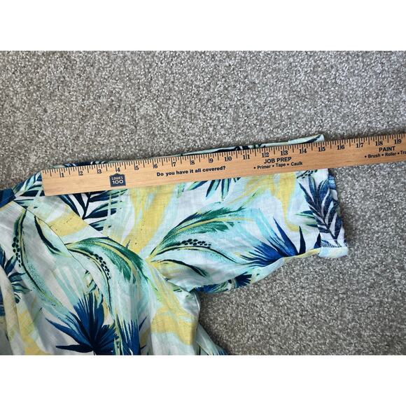 Chico's Tropical Garden Linen Open Drape Front Jacket Lightweight Size 3 XL - Picture 11 of 11